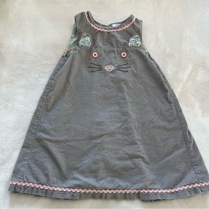 Baby Boden Corduroy Kitten Dress Grey 3-4